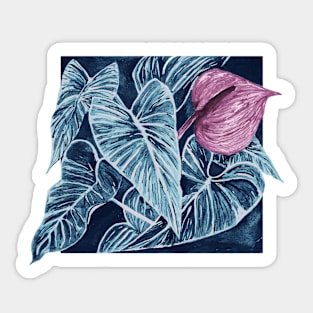 Anthuriums in lilac ink Sticker